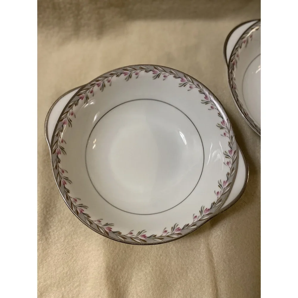 Noritake Petite 5507 Lugged Soup Cereal Bowls Set Of 2 Vintage Dinnerware 6 3/4